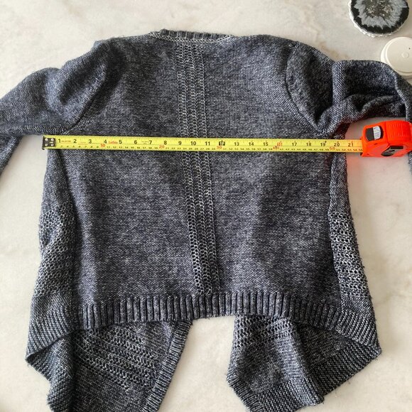 Lucky Brand knit open cardigan sweater, navy blue / heathered blue marine - Picture 7 of 10